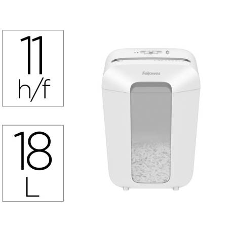 DESTRUCTORA DE DOCUMENTOS MARCA FELLOWES LX70 CAPACIDAD 11H SEGURIDAD P4 GRAPAS CLIPS Y TARJETAS PAPELERA 18 L