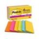 BLOC DE NOTAS ADHESIVAS QUITA Y PON POST IT SUPER STICKY CARNIVAL 100% PEFC 76X127 MM PACK DE 6 BLOCS COLORES SURTIDOS
