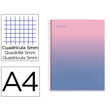 CUADERNO ESPIRAL MIQUELRIUS DIN A4 80 HOJAS CUADRO 5 MM 90 GR GRADIENT ROSA/AZUL