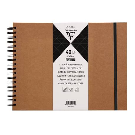 ALBUM ESPIRAL PARA PERSONALIZAR MARCA CLAIREFONTAINE TAPA DURA KRAFT 32X24 CM 40 HOJAS 200 GR