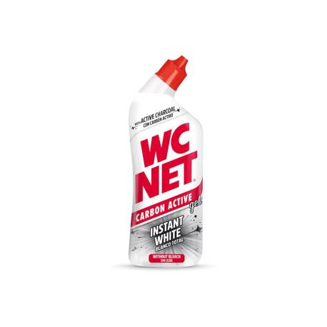 LIMPIADOR DE INODOROS MARCA WC NET GEL SIN LEJIA CARBON ACTIVO BLANCO BOTELLA DE 750 ML