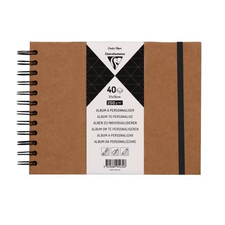ALBUM DE FOTOS ESPIRAL MARCA CLAIREFONTAINE TAPA DURA KRAFT 210X160 MM 40 HOJAS 200 G