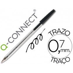 Boligrafo transparente Q-Connect Negro 0,7 mm