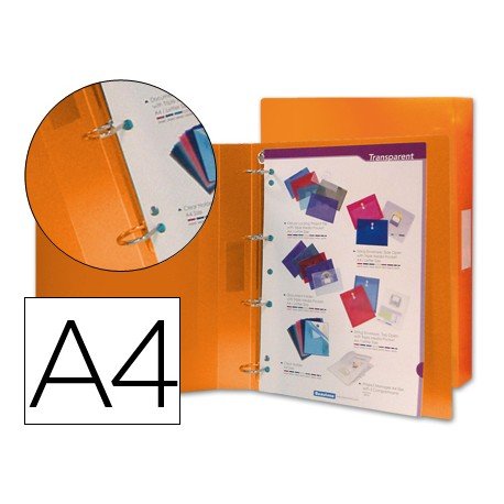 Carpeta de 4 anillas Beautone polipropileno lomo 40 mm Din A4 naranja