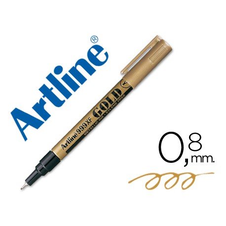 Rotulador Artline marcador permanente tinta metalica EK-999 color oro punta redonda 0.8 mm.