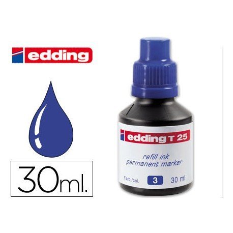Tinta rotulador edding t-25 color azul frasco de 30 ml