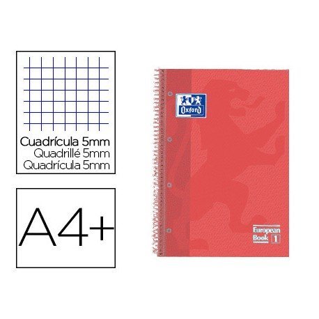 Cuaderno Oxford Ebook 1 DIN A4 Coral Tapa Extradura Cuadricula 5 mm